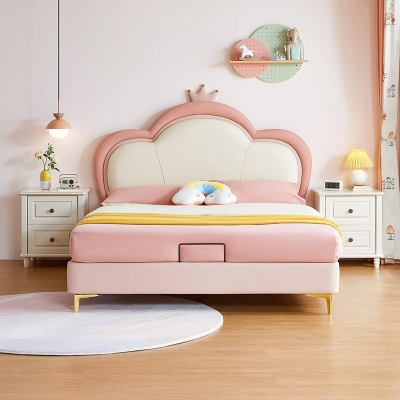 Pink Color Upholstered Princess Bed