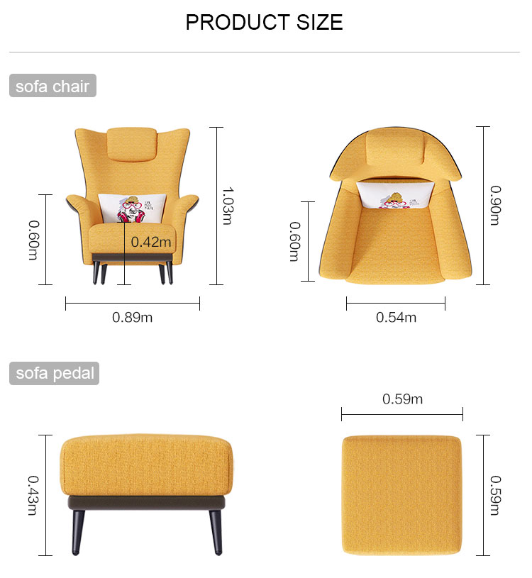 Modern Hotel Living Room Wing Armchair Fabric Sofa And Chair Sets