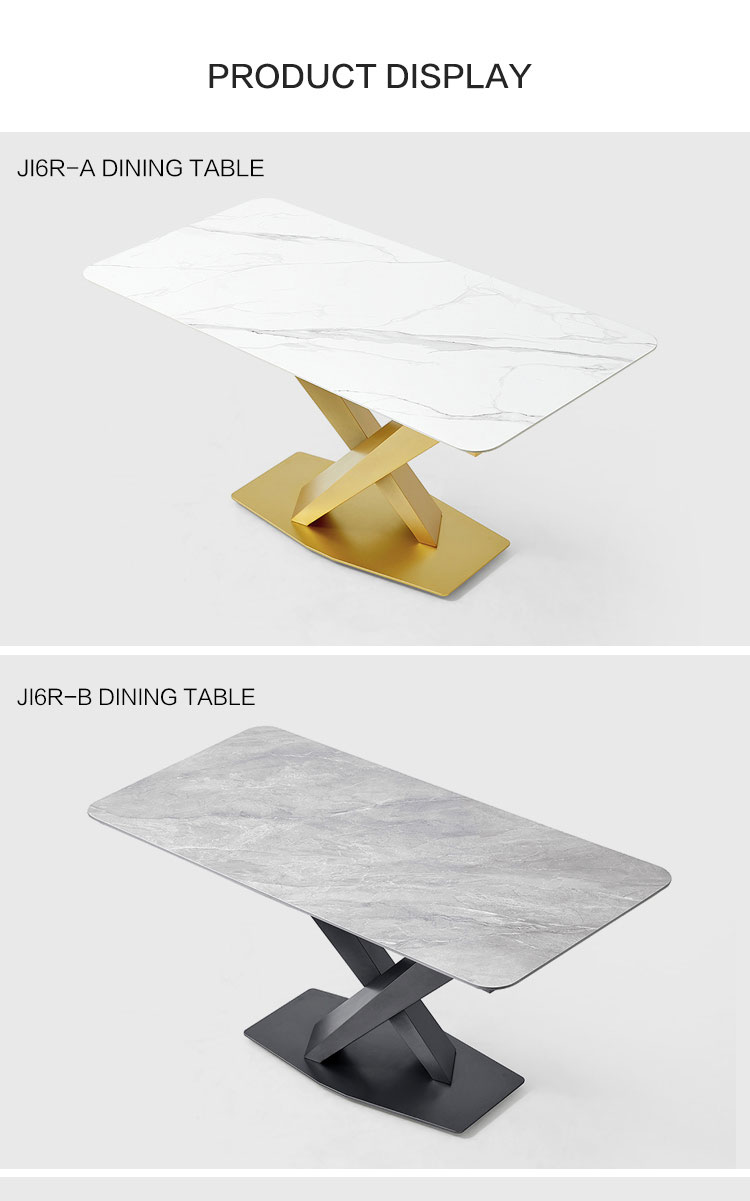 Linsy Luxury Square 8 Seater Dinner Set Top Granite White Marble Dining Table JI6R