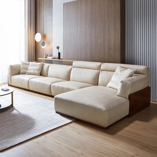 Large Brown 4 Seater Luxury Modular Italian L Shaped Fabric Sofa ...