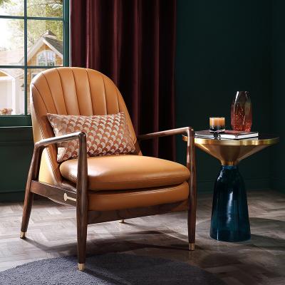  Brown Square Vintage Leather Wood Arm Chair