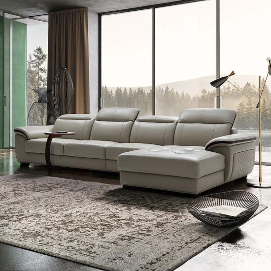 Simple modern leather sofa combination living room small apartment first layer leather light luxury style furniture set
