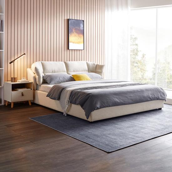 LINSY Double Designs Bed Frame Wood White Colour Bed Room Furnitures