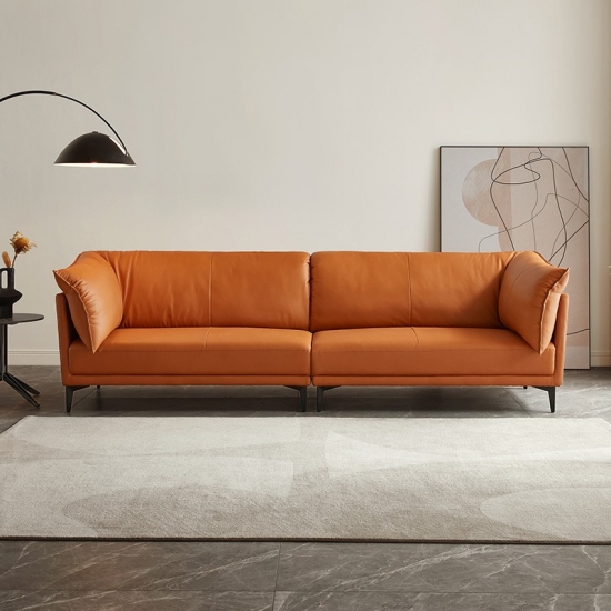 LINSY European Style Orange Button-Tufted Chesterfield Style Sofa Set ...