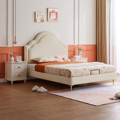 Modern Kids Bed with Leather