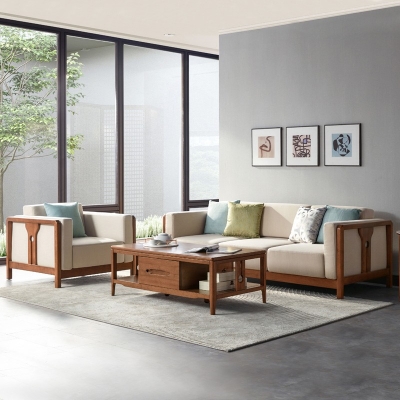 Living Room Furniture Wooden Sofa Set with Fabric