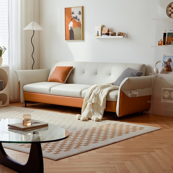Nordic Style Luxury Leather Sofa Bed For Living Room S312 Manufacturers