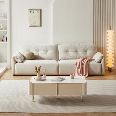 Modern Wood Sofa with Fabric