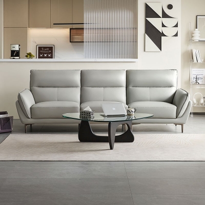 Living Room Wood Sofa with Leather