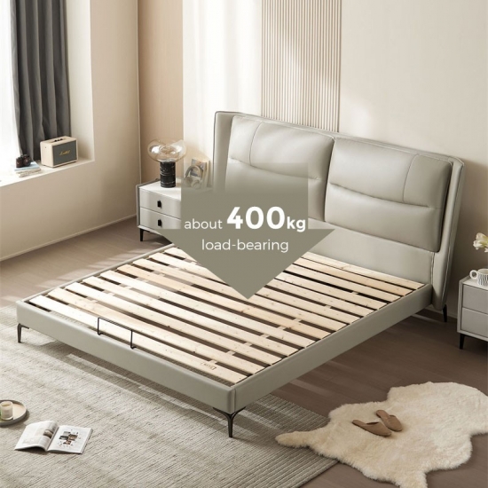 Modern Double Bed with Leather
