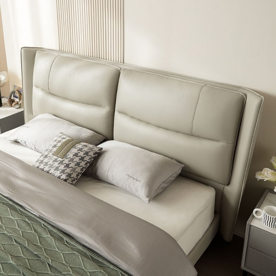 Modern Double Bed with Leather