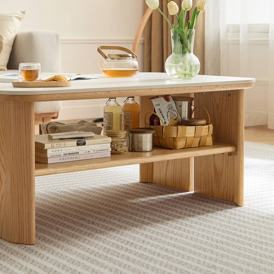 Modern Rectangle Coffee Table with Wood