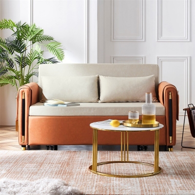 Modern Leather Sleeper Sofa Bed