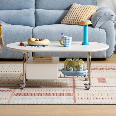 White Color Modern Moveable Coffee Table