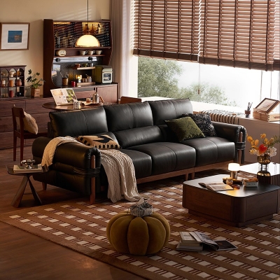 Black Color Leather Sofa