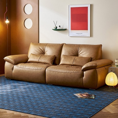 Solid Wood Leather Couch for Living