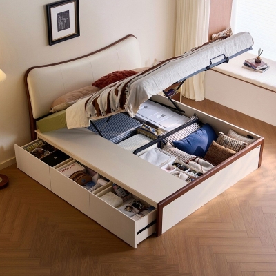 Solid wood storage bed